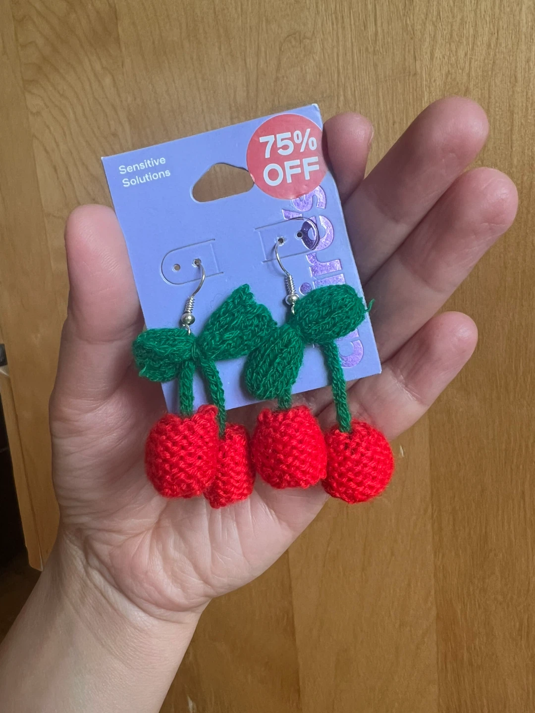 Crocheted Cherry fashion Earrings