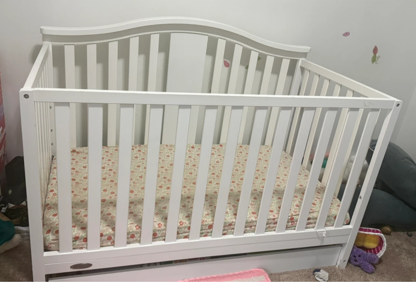 White Convertible Crib with Mattress