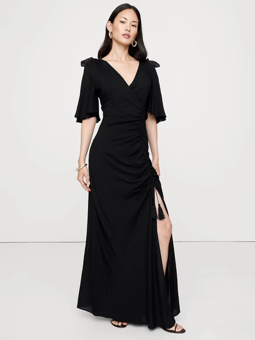 Brand new Banana republic Black Ruched Maxi Dress
