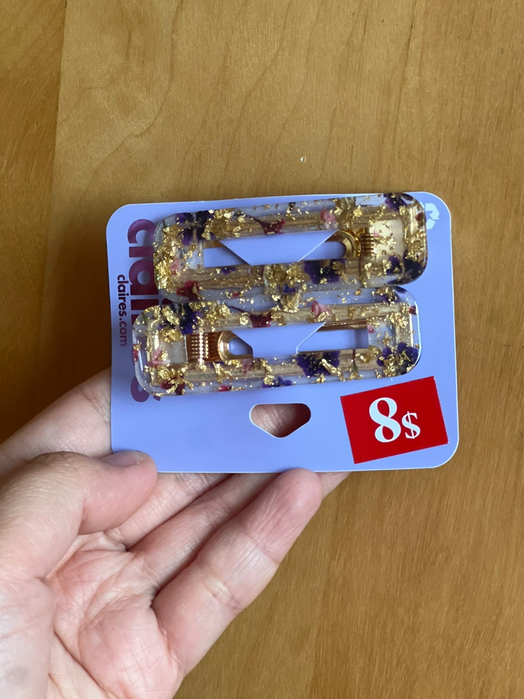 Claire's Hair Clips with Gold Flakes design