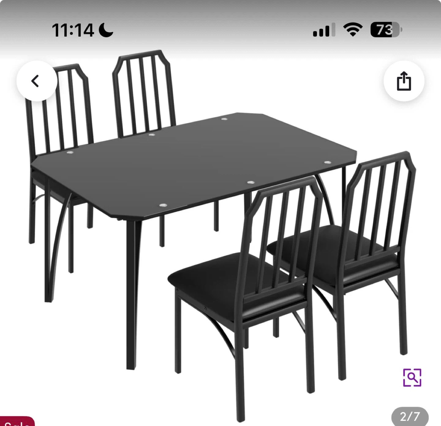 Black Dining Table Set with 4 Chairs