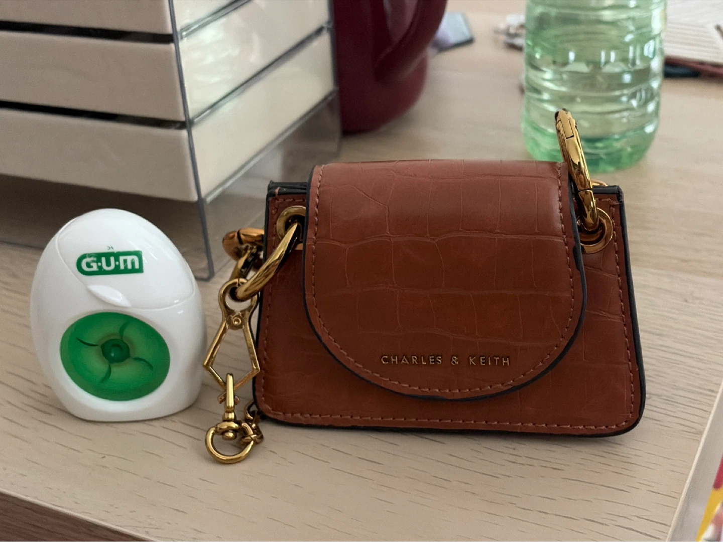 CHARLES & KEITH Brown Croc-Embossed Mini Bag - photo 3