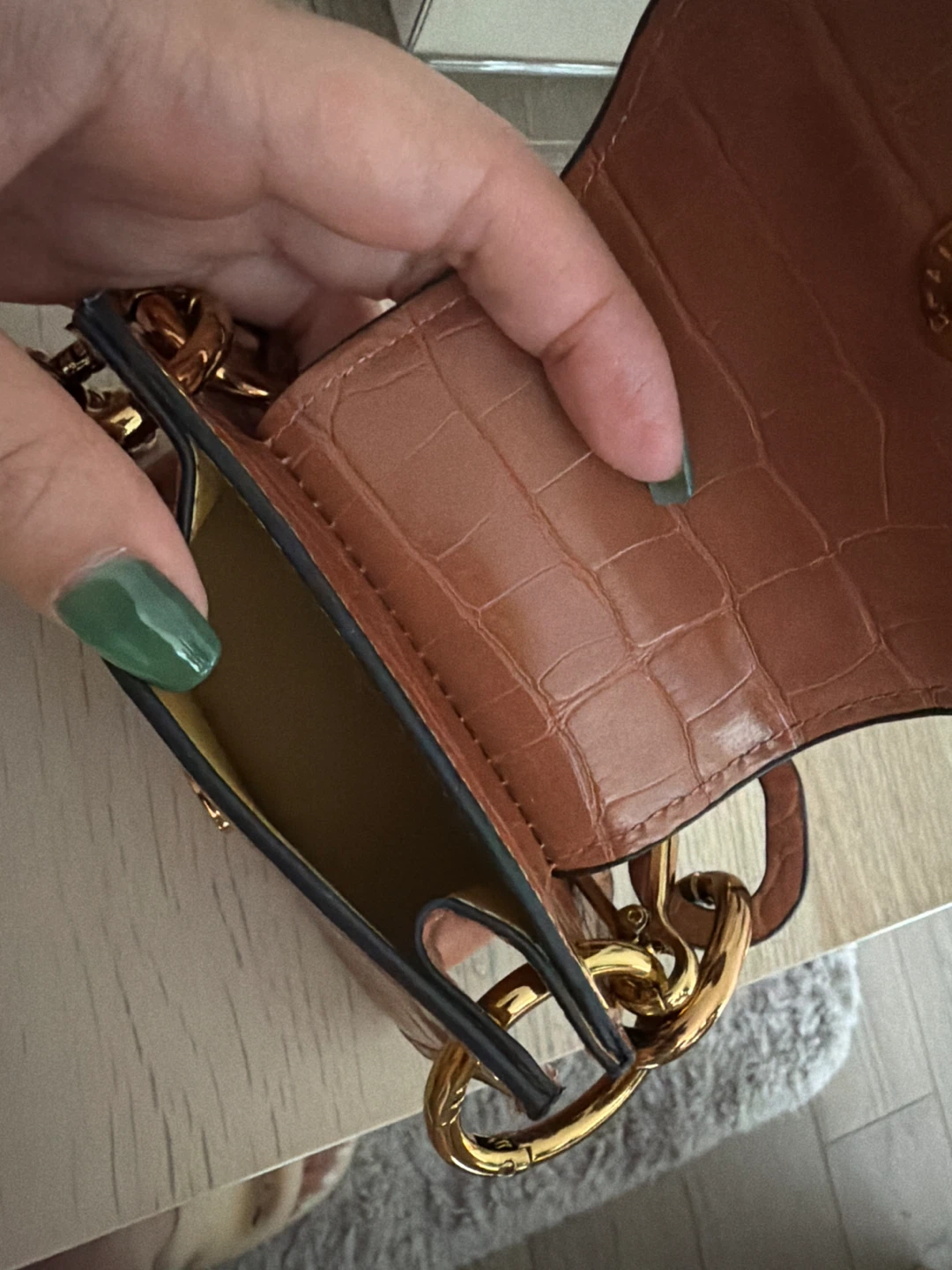 CHARLES & KEITH Brown Croc-Embossed Mini Bag - photo 2