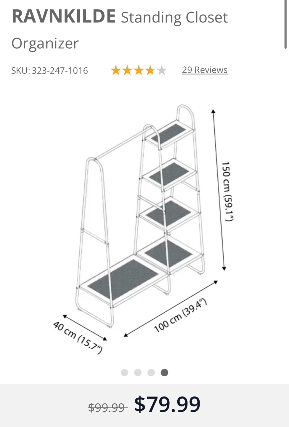 RAVNKILDE Standing Closet Organizer Black Metal - photo 3