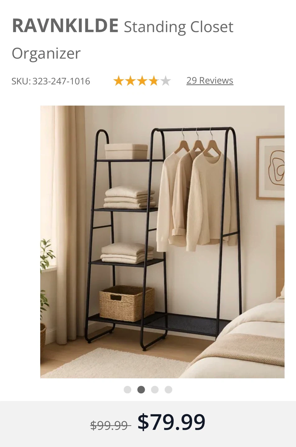 RAVNKILDE Standing Closet Organizer Black Metal - photo 4