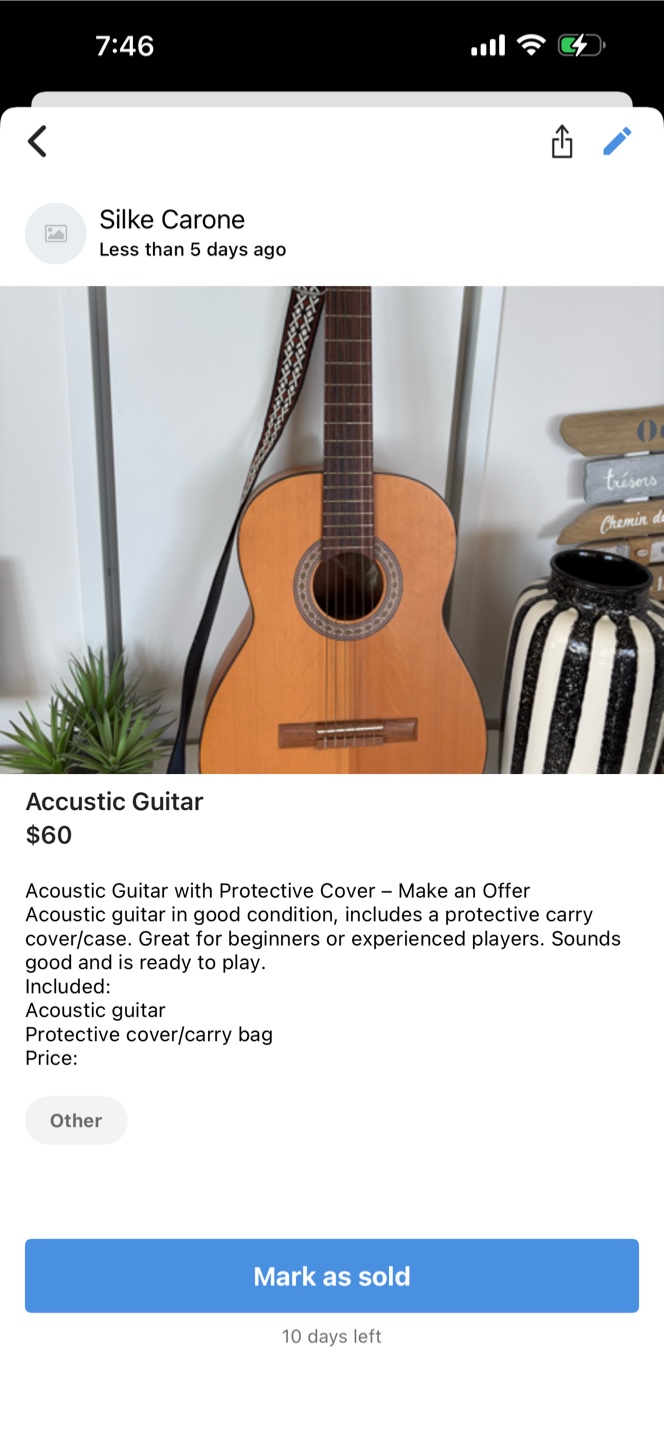 Acoustic Guitar with Protective Cover - photo 2