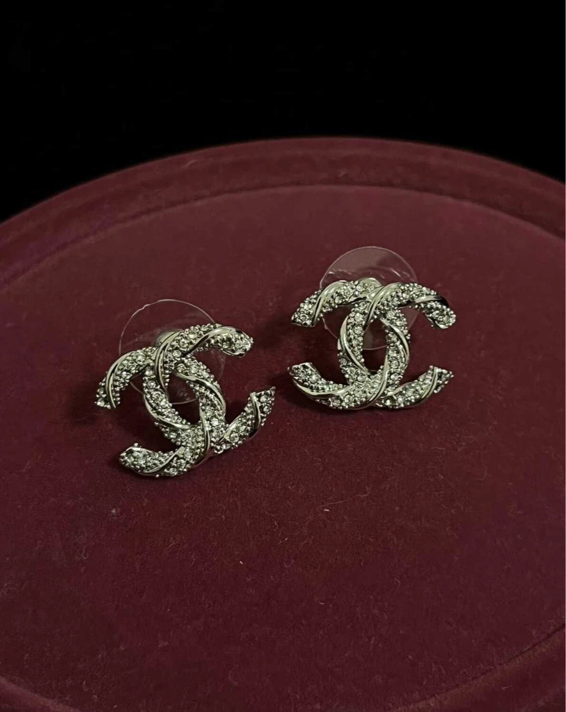 Chanel Sliver CC Stud Earrings