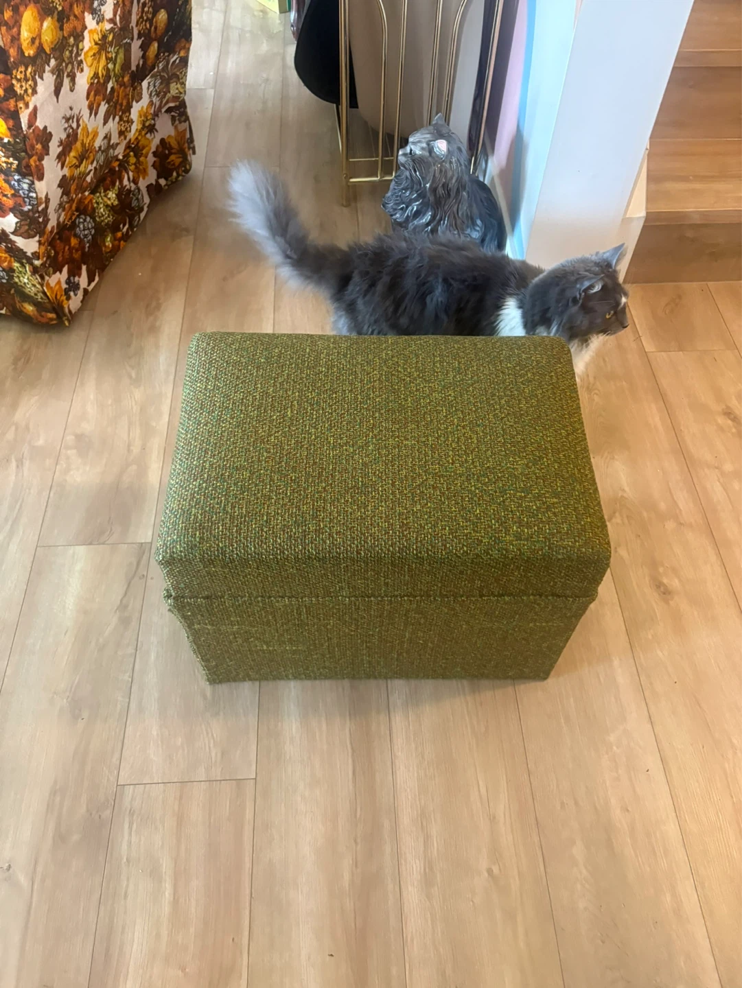 vintage Green Textured  Ottoman