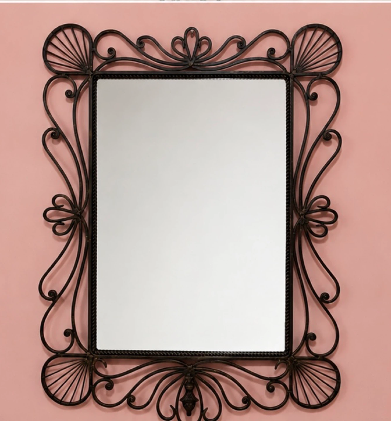 Ornate Black Iron Wall Mirror - photo 2