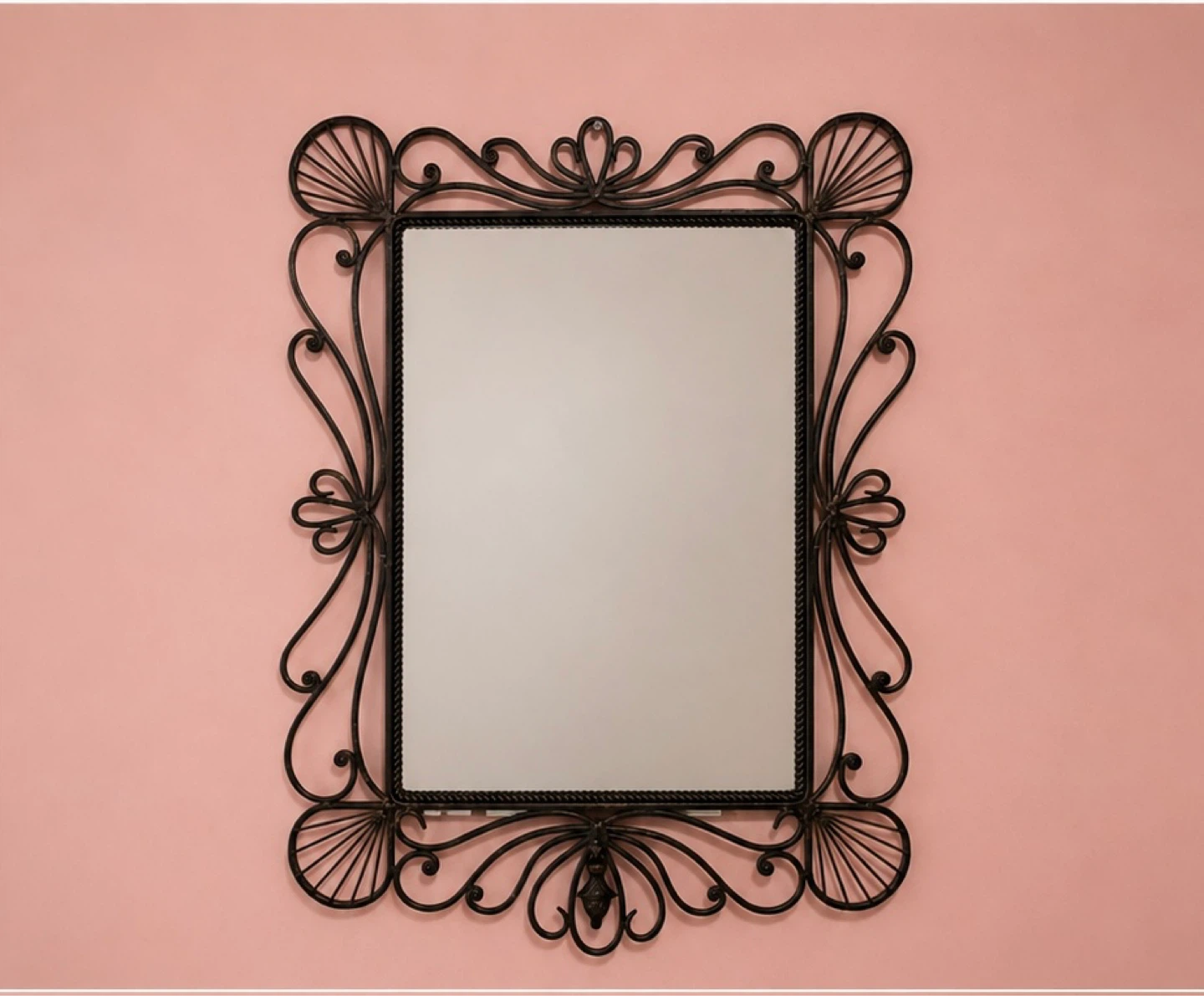 Ornate Black Iron Wall Mirror