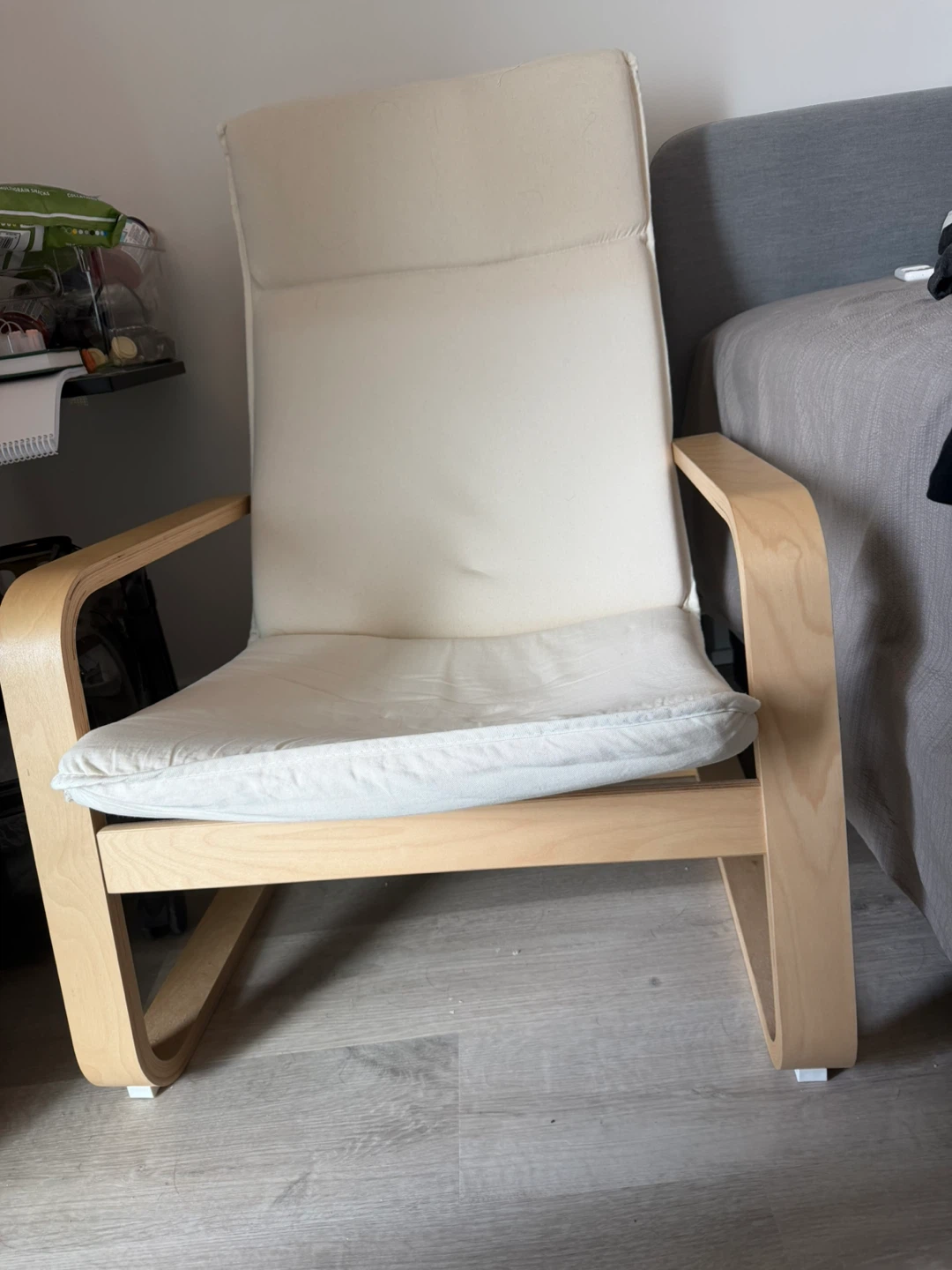 IKEA Wooden Lounge Chair with Cream Cushions - photo 3