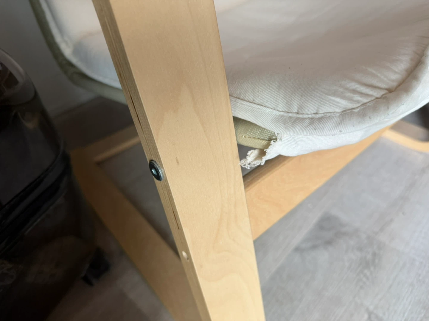 IKEA Wooden Lounge Chair with Cream Cushions - photo 4
