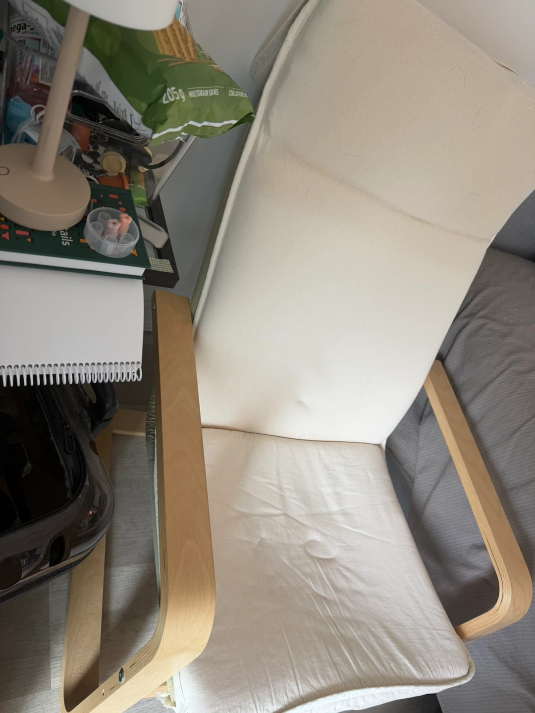 IKEA Wooden Lounge Chair with Cream Cushions - photo 2