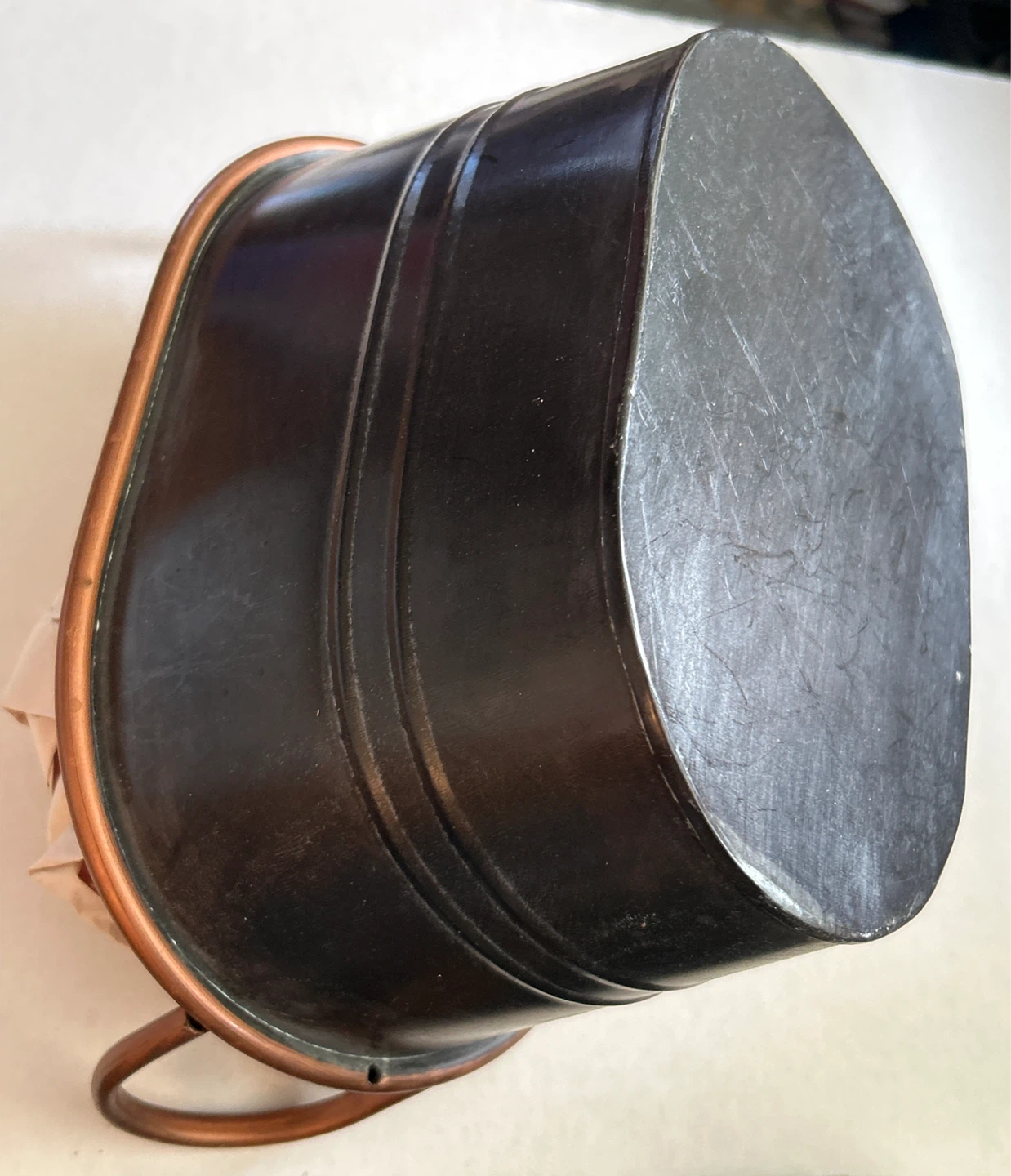 Oval Galvanized Metal Tub with Copper Handles - photo 3