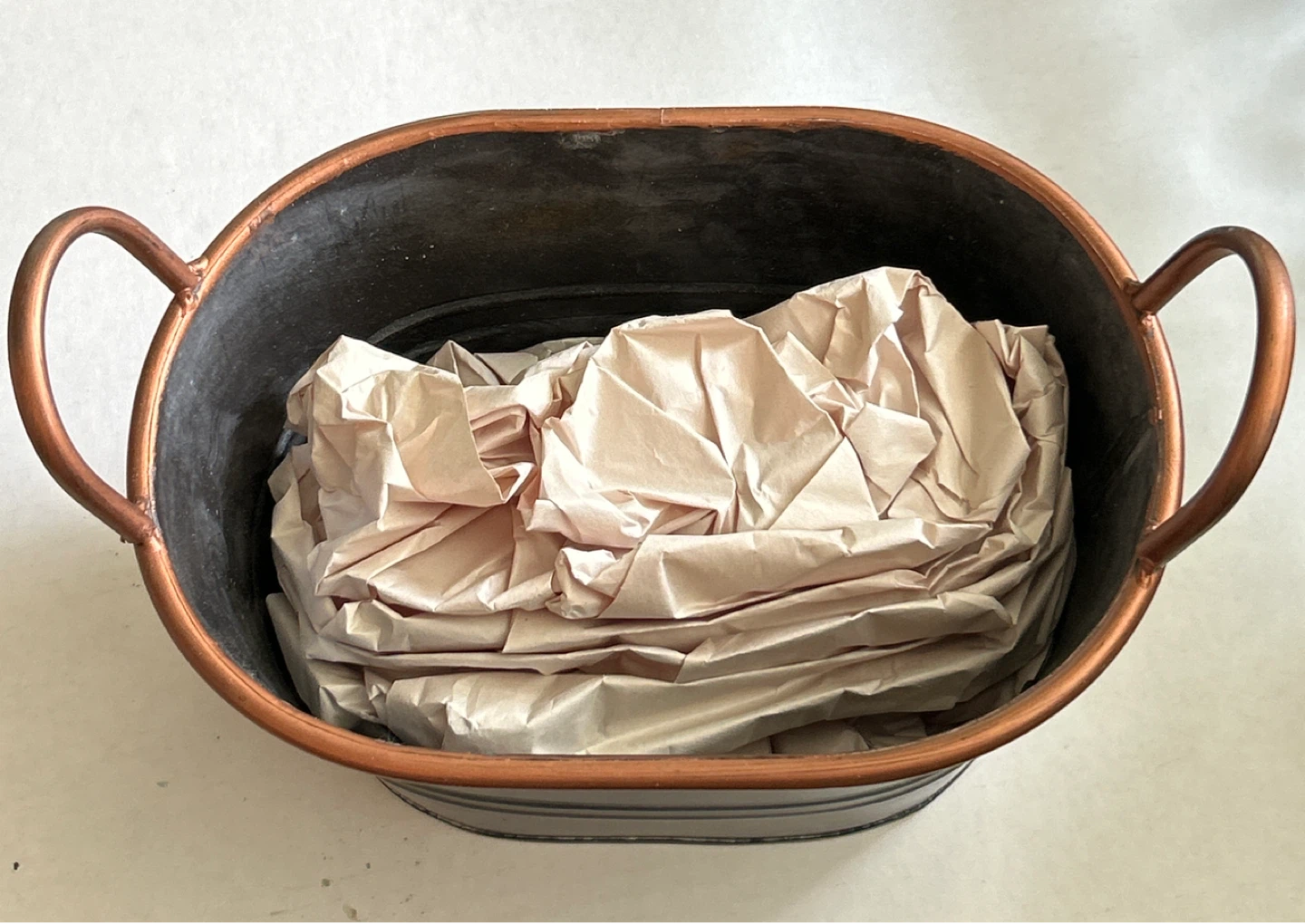Oval Galvanized Metal Tub with Copper Handles - photo 4