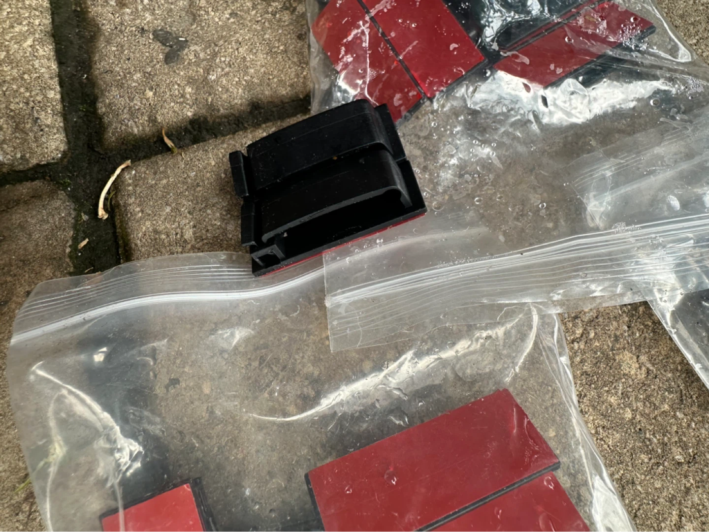 Black plastic clips with adhesive backing - photo 3