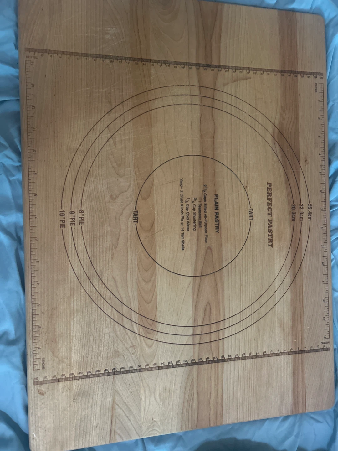 Real Wooden Pastry Board with Rulers and Pie/Tart Guides