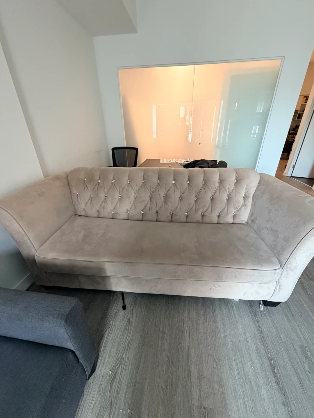 Tufted Velvet Sofa - Beige