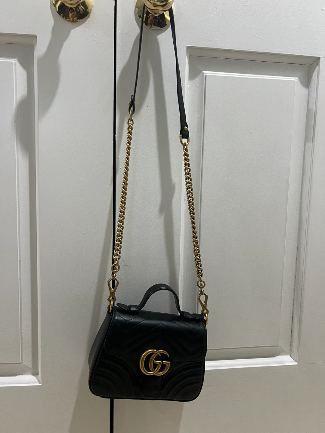 Gucci Black Leather Marmont Matelassé Mini Bag with Heart