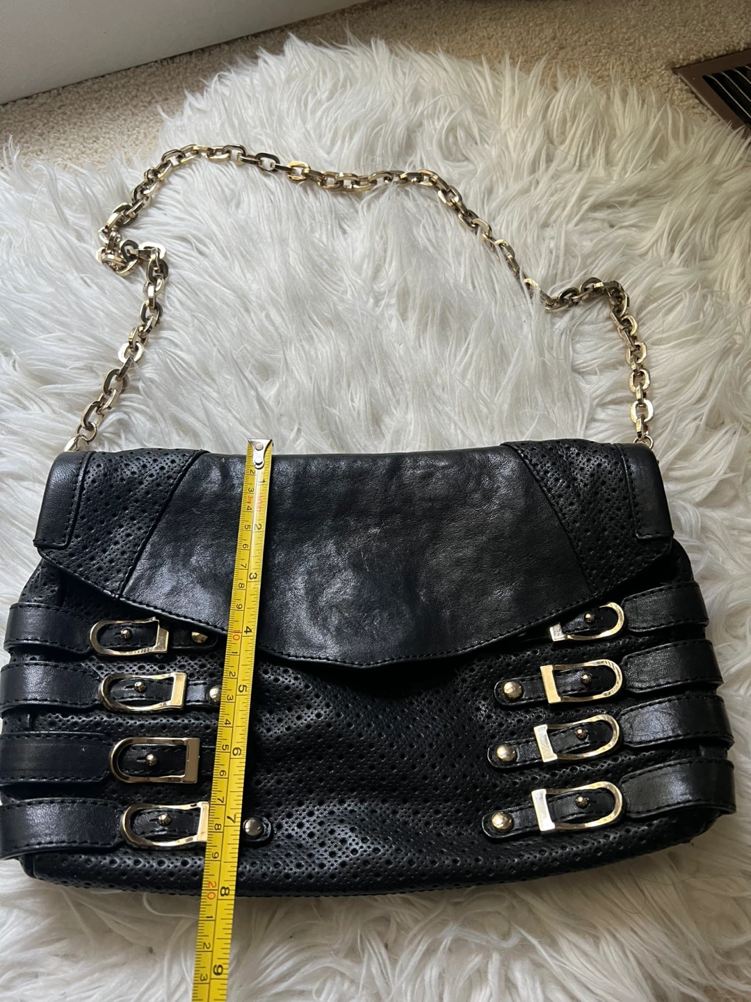 Jimmy Choo Black Leather Clutch with Gold Chain - photo 4