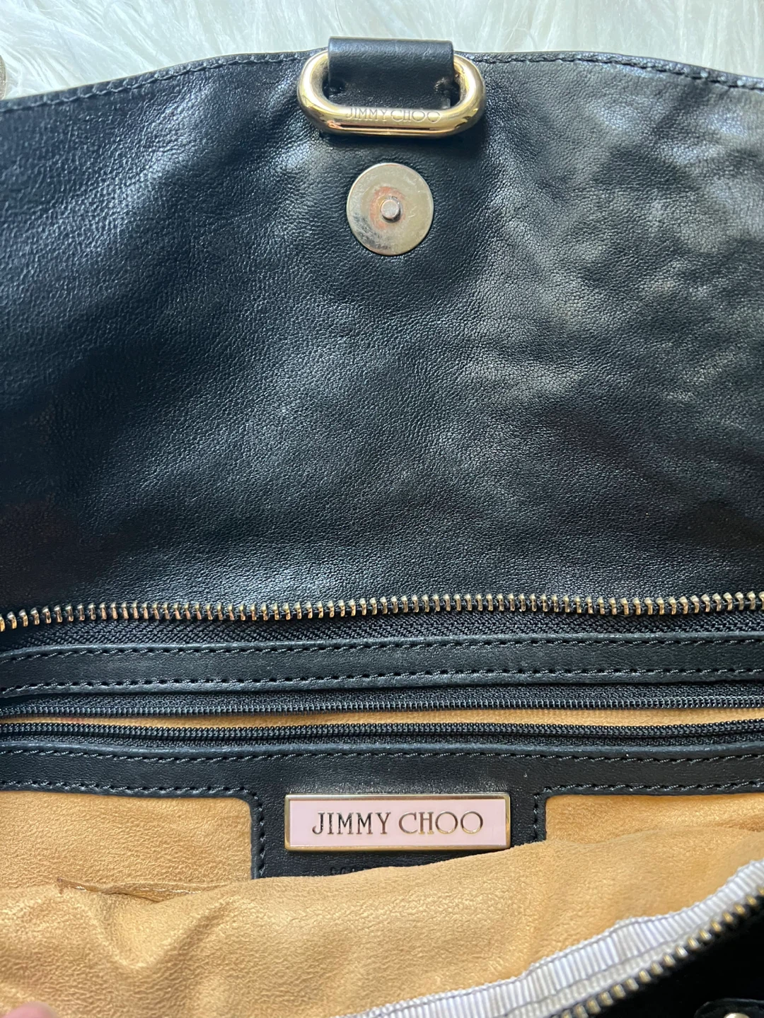 Jimmy Choo Black Leather Clutch with Gold Chain - photo 2