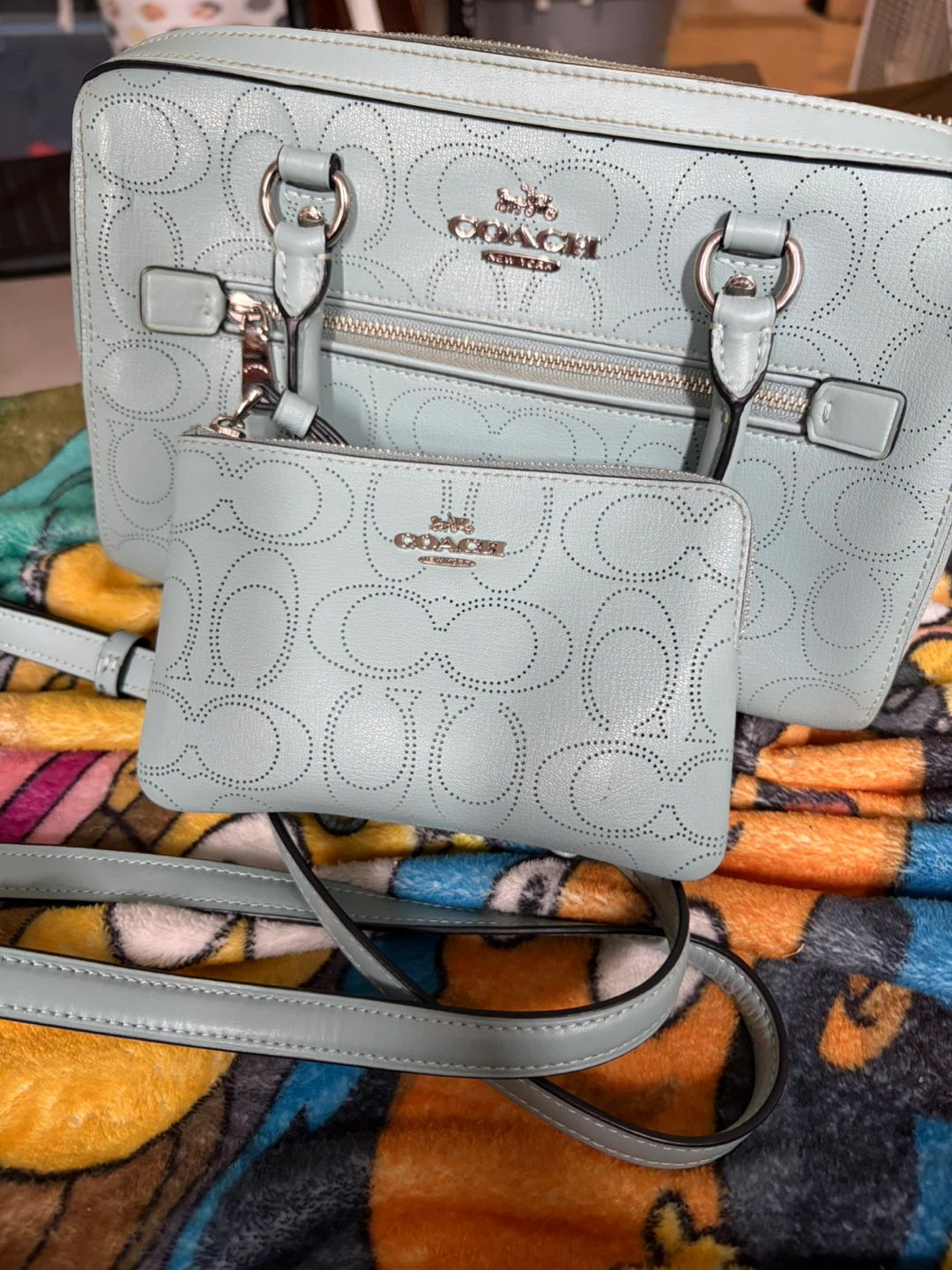 Coach Perforated Leather Satchel with Matching Wristlet - photo 2