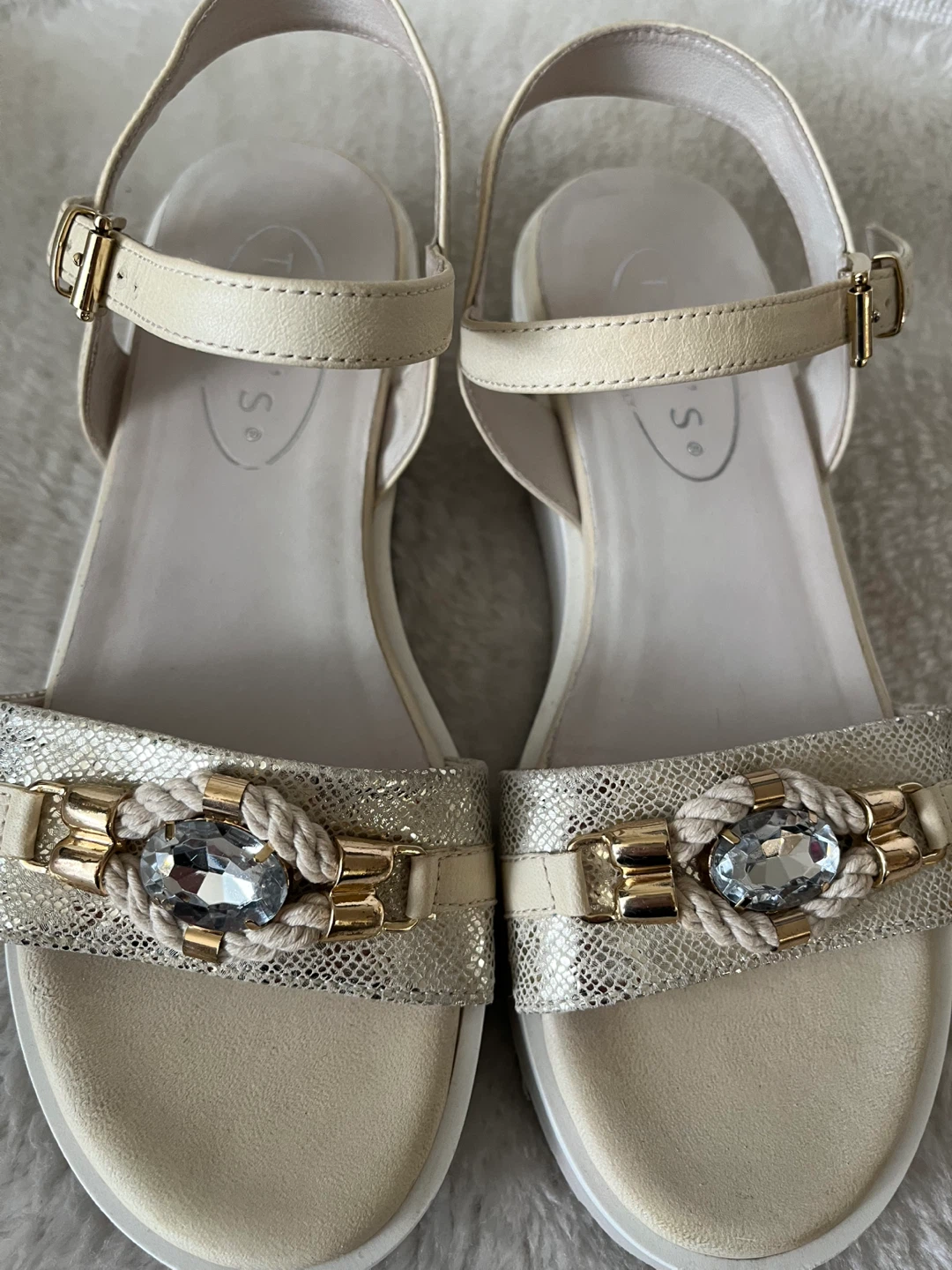 Tine’S Cream Embellished Sandals Size 7.5 - photo 4