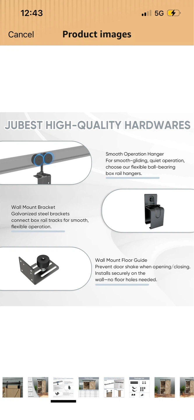 New JUBEST Barn Door Hardware Kit 6.6FT - photo 3