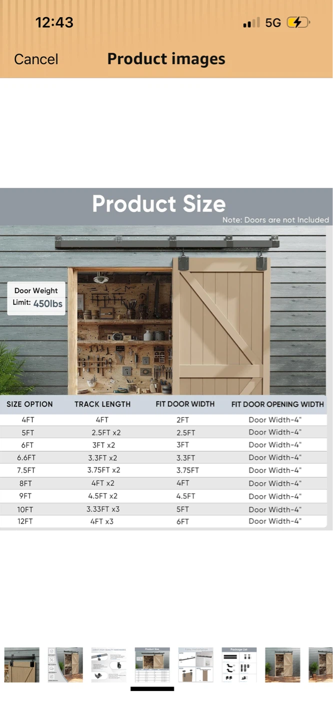 New JUBEST Barn Door Hardware Kit 6.6FT - photo 4