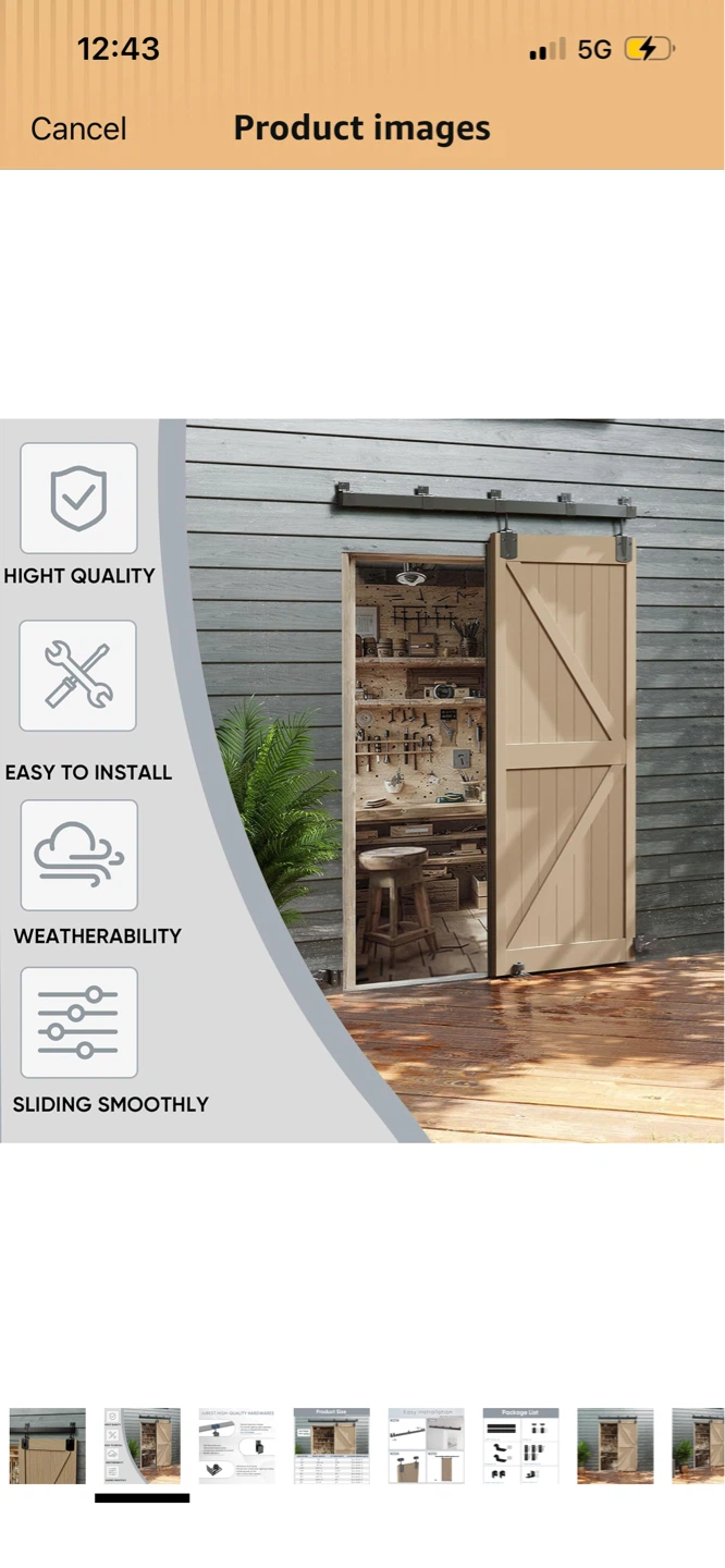 New JUBEST Barn Door Hardware Kit 6.6FT - photo 2