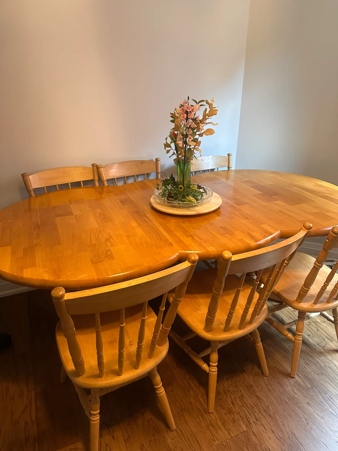 Unique Solid Wood Dining Table and 6 Chairs Set