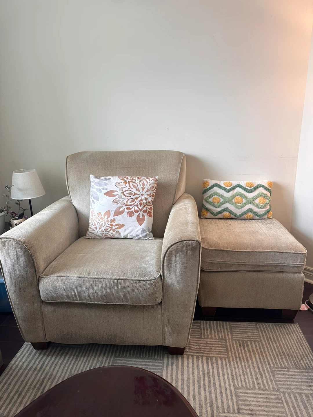 Beige Accent Sofa Set with an Ottoman - photo 5