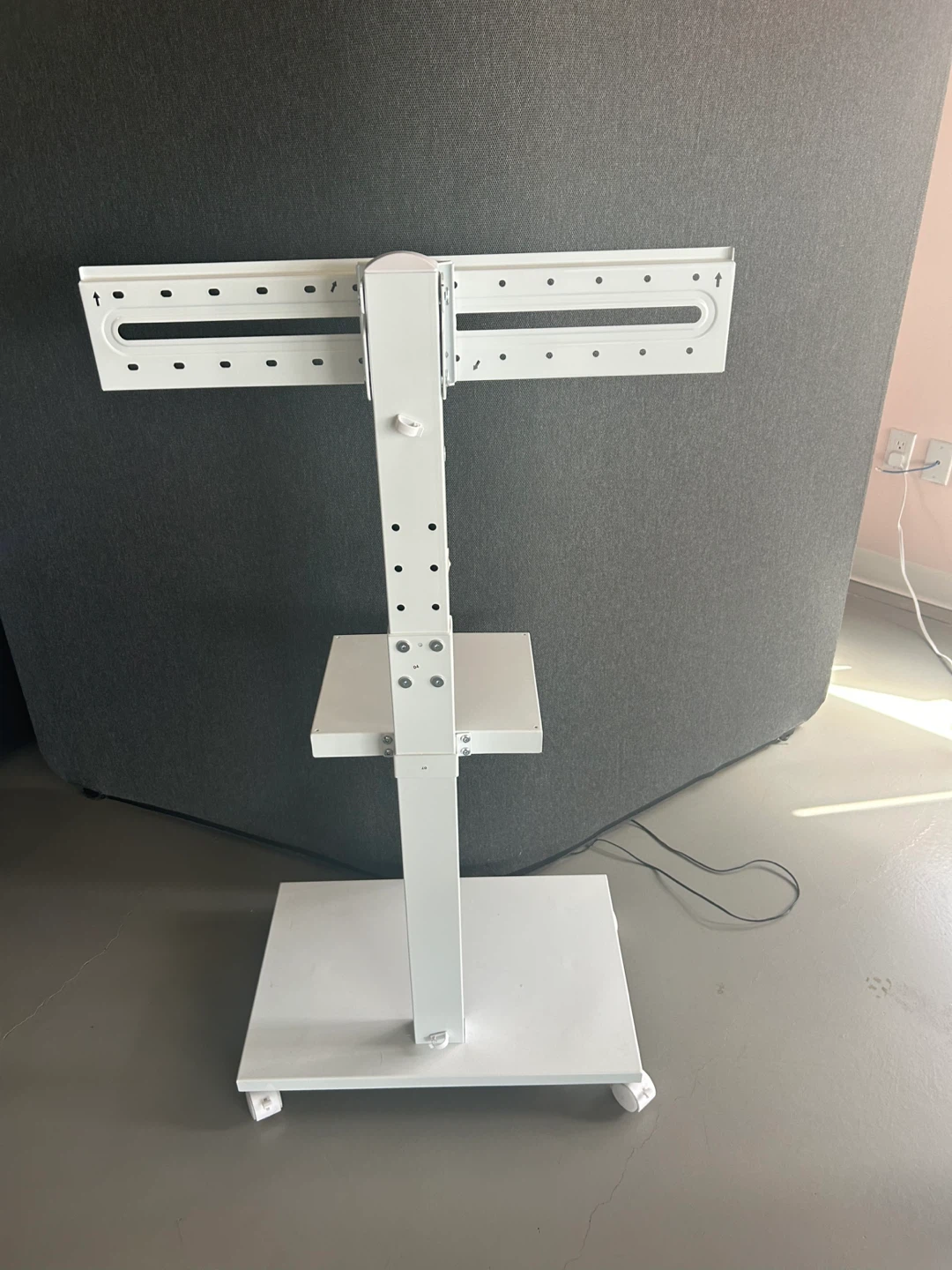 White Rolling TV Stand with Shelf - photo 3