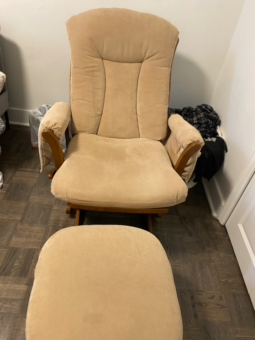 Tan Glider Chair and Ottoman Set - photo 2