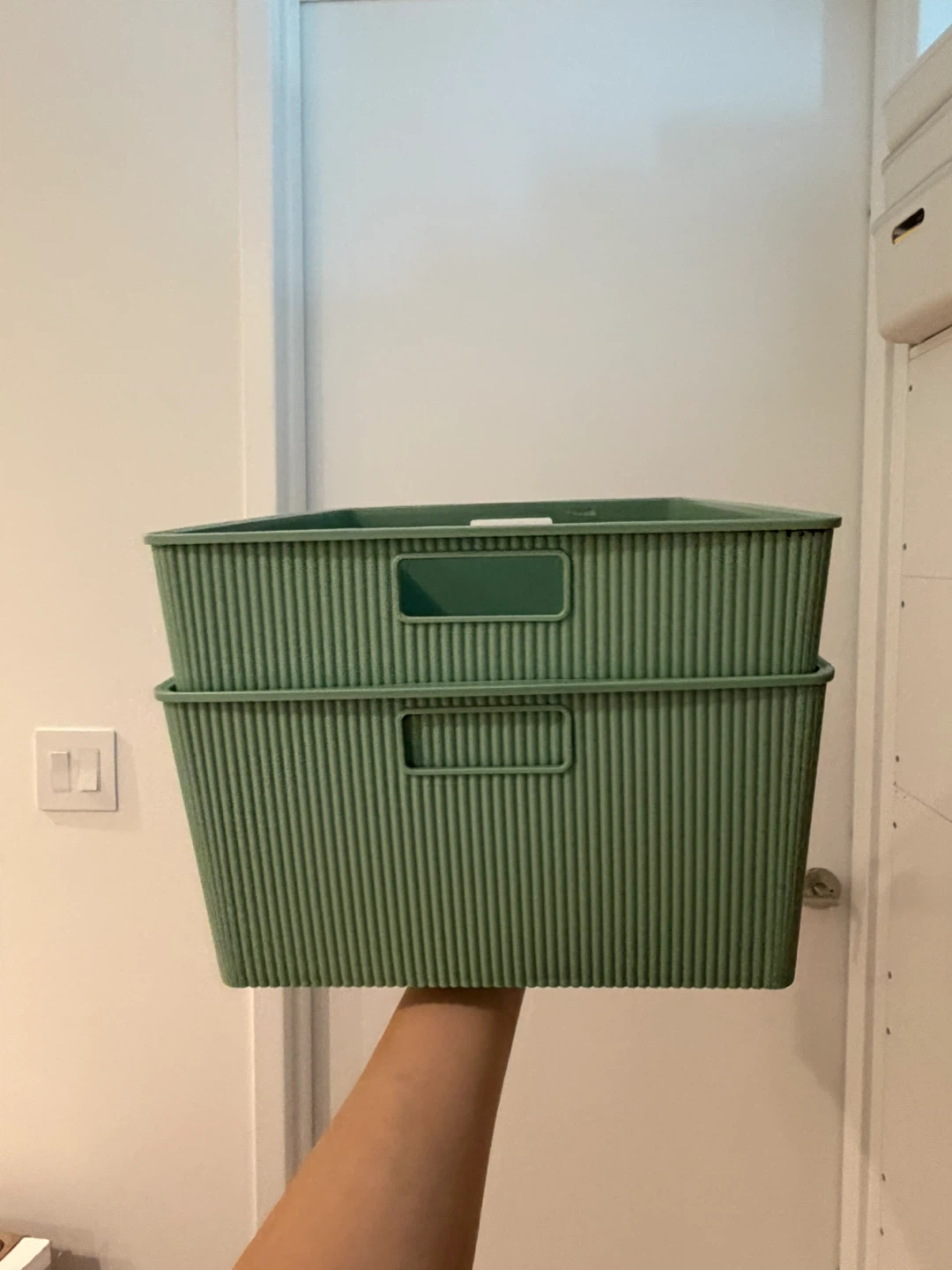 Set of 2 Mint Green Storage Bins