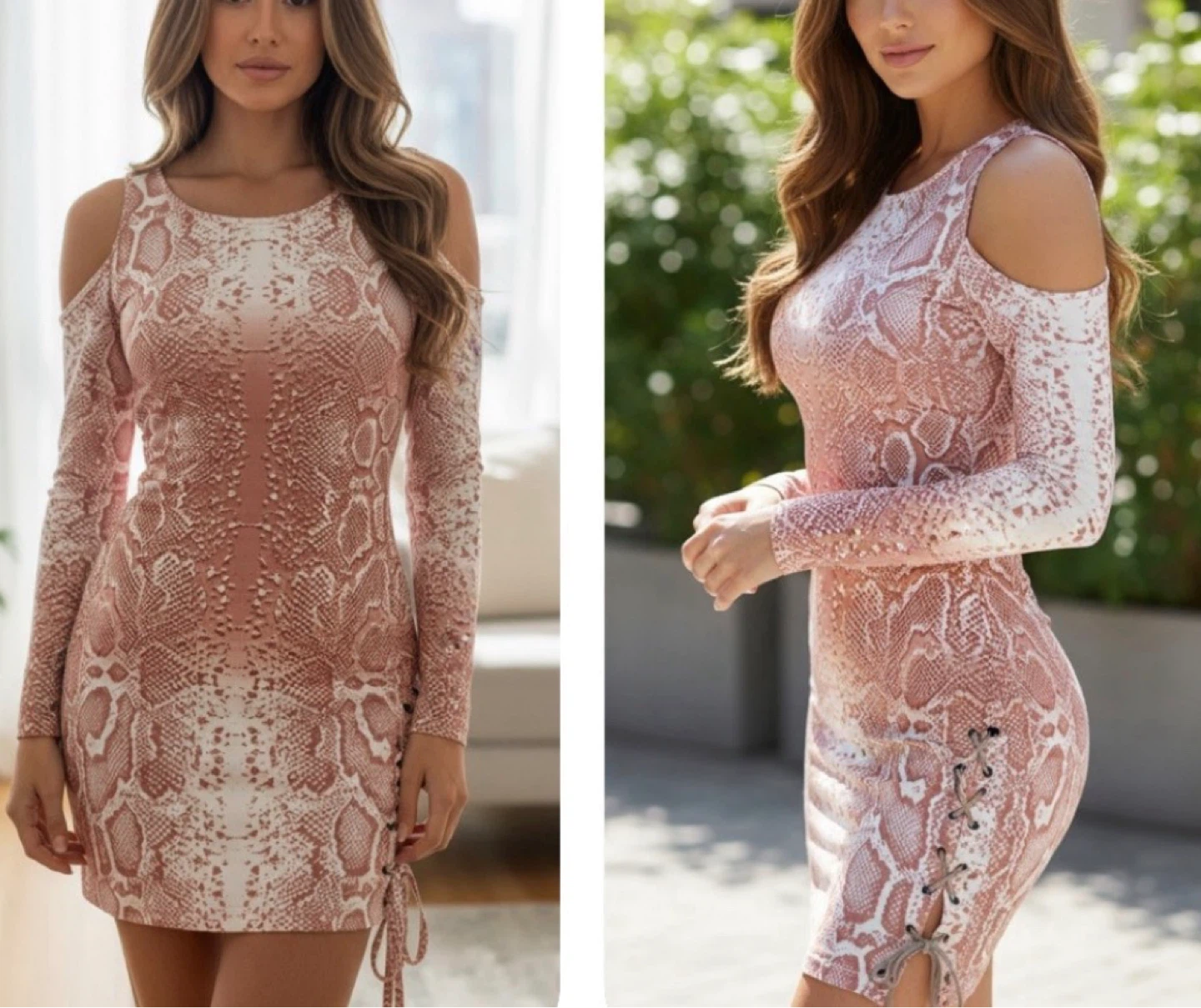 Guess Pink Snakeskin open shoulder Dress small