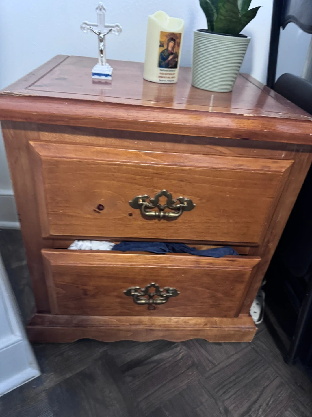Wooden Nightstand with Two Drawers - photo 2