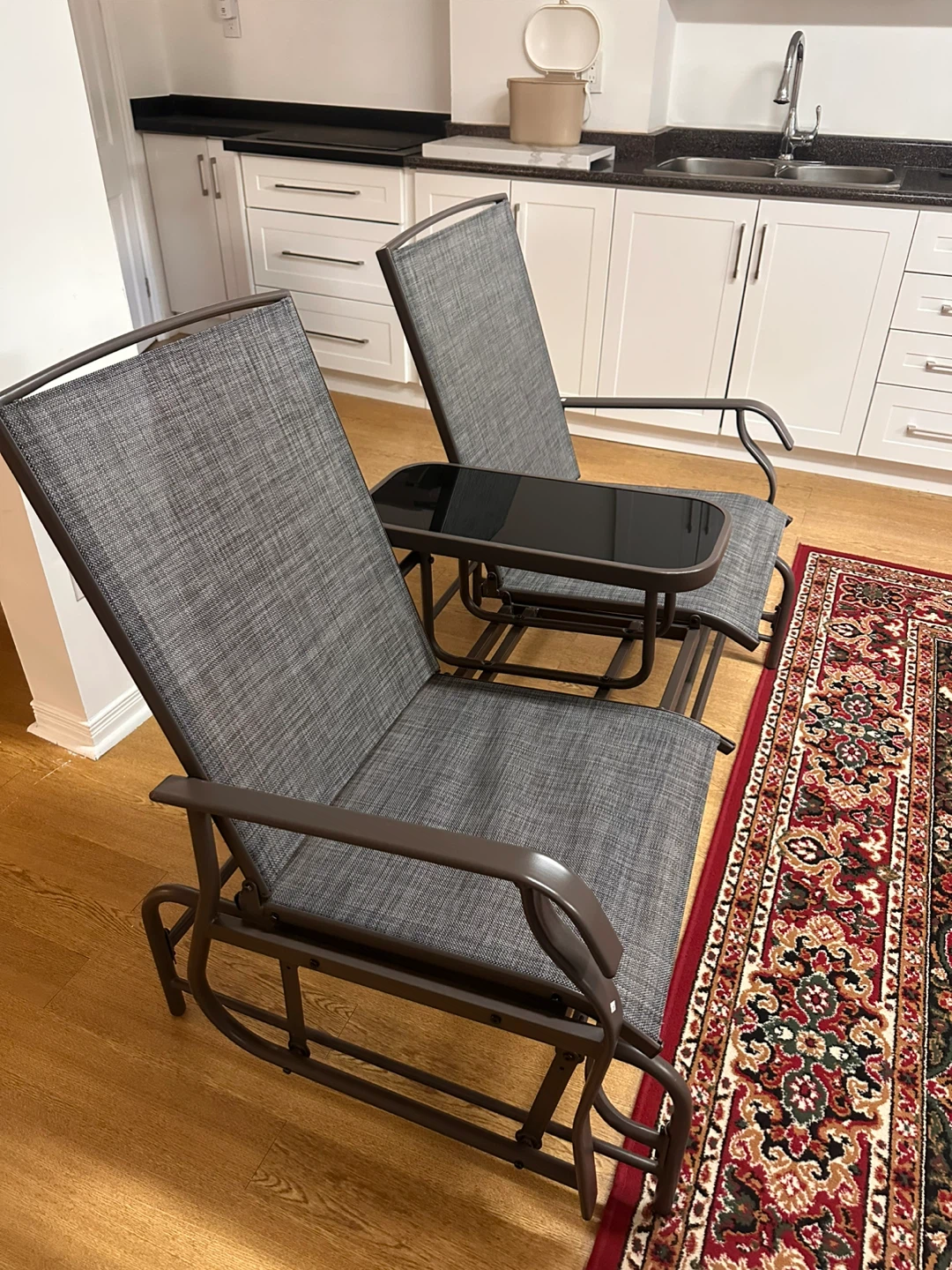 Brand new Grey Rocker with table