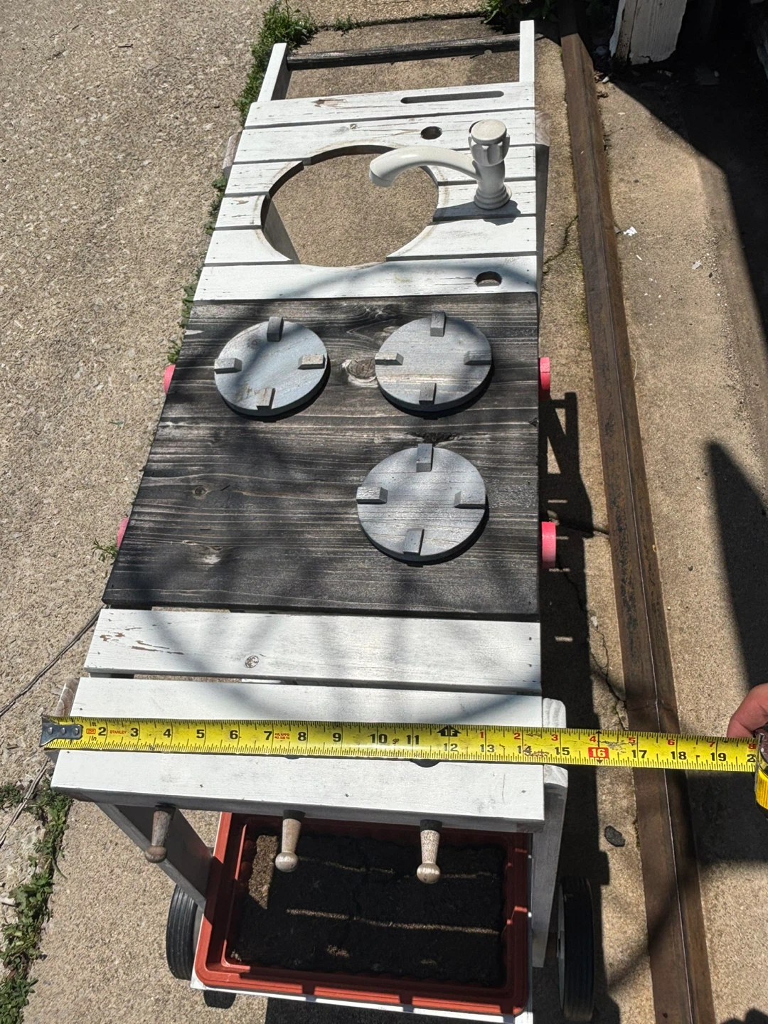 Wooden Play Kitchen Stove and Sink Set with Wheels - photo 3