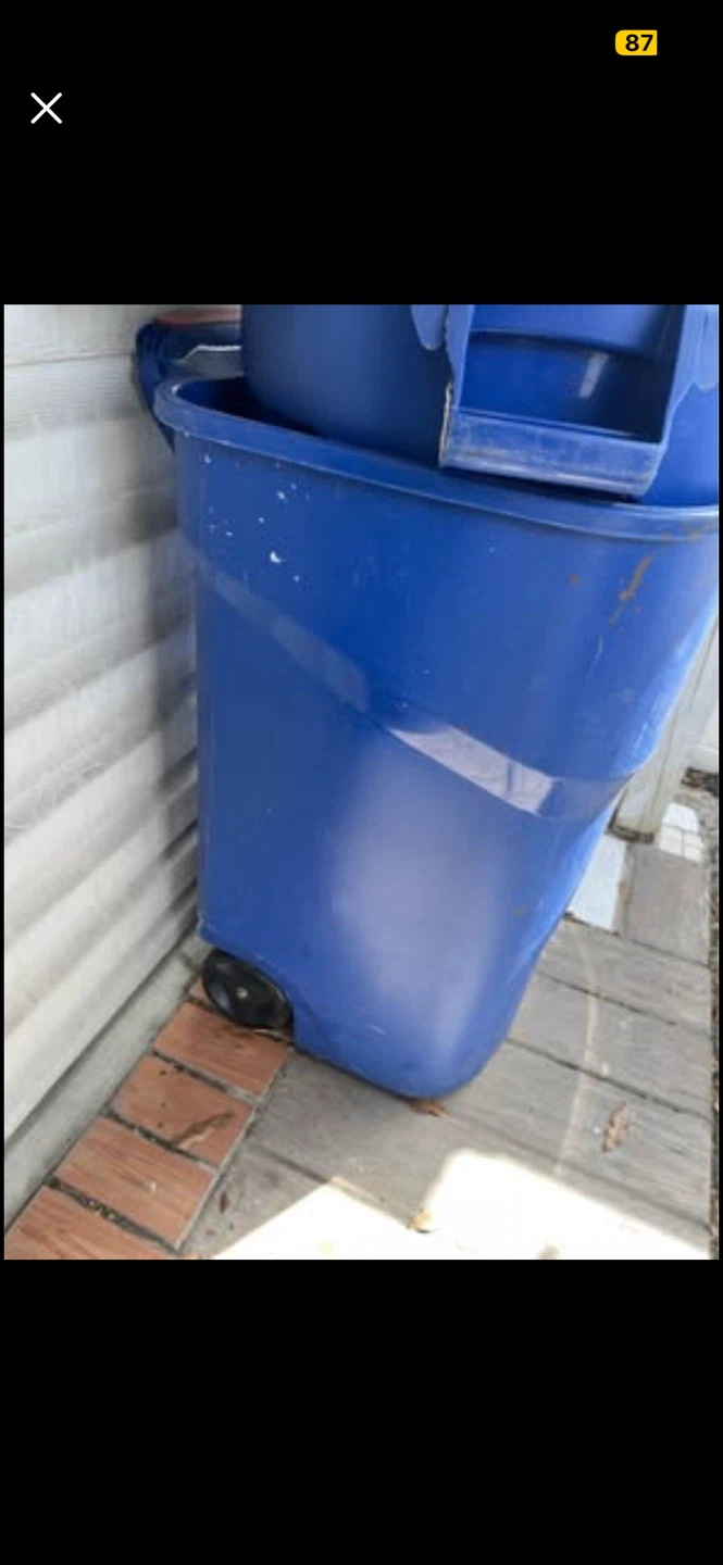 Garbage Can/Bin with Wheels, 50 GAL, Blue - photo 2