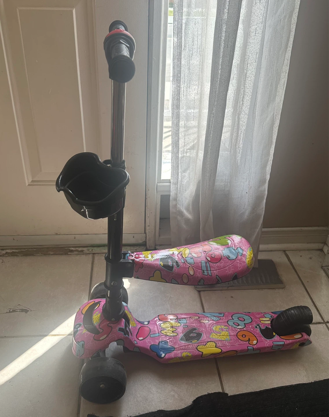 Pink 3-Wheel Kids Scooter with Seat