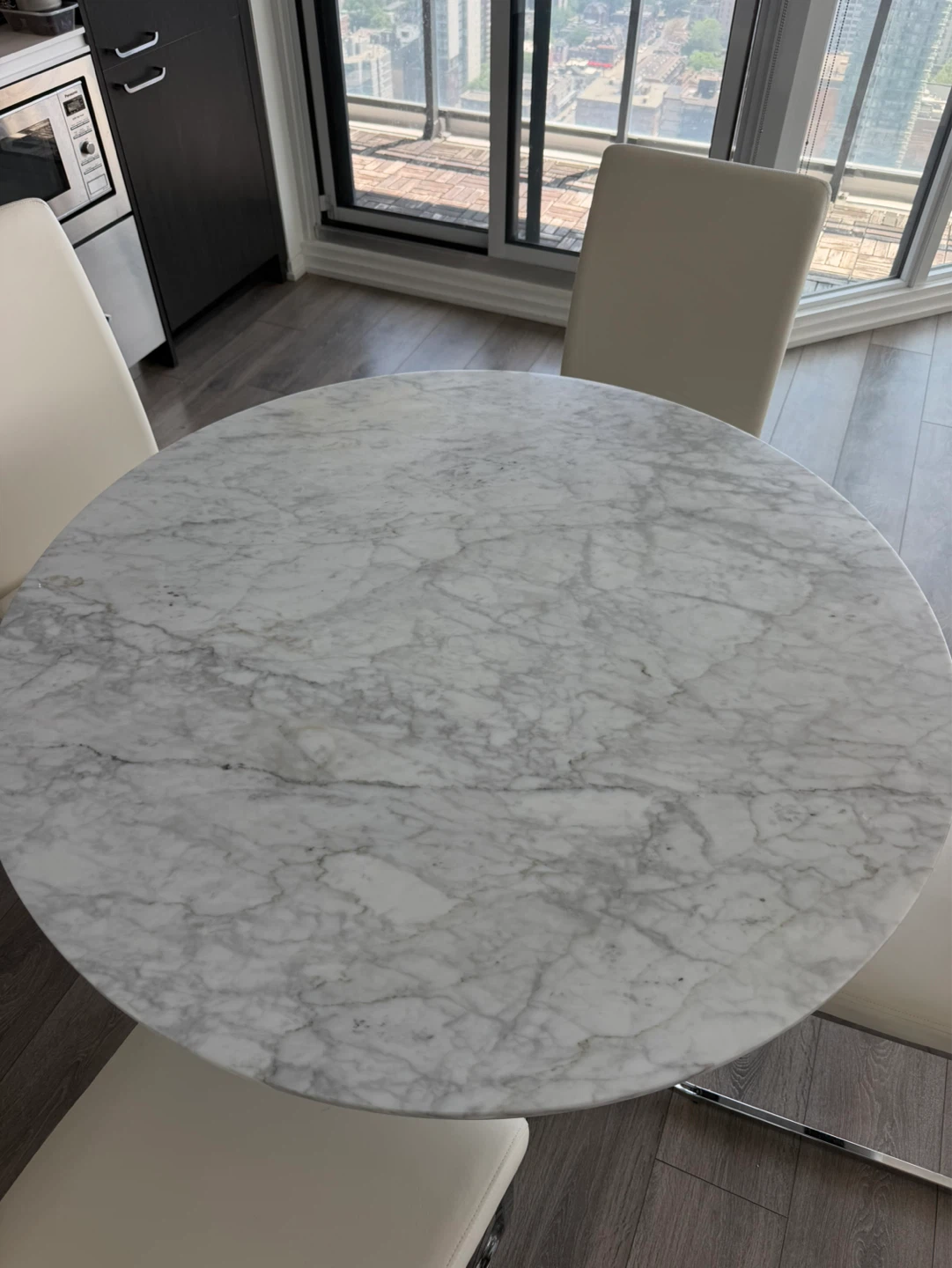 Round Marble Top Dining Table with 4 Chairs - photo 3