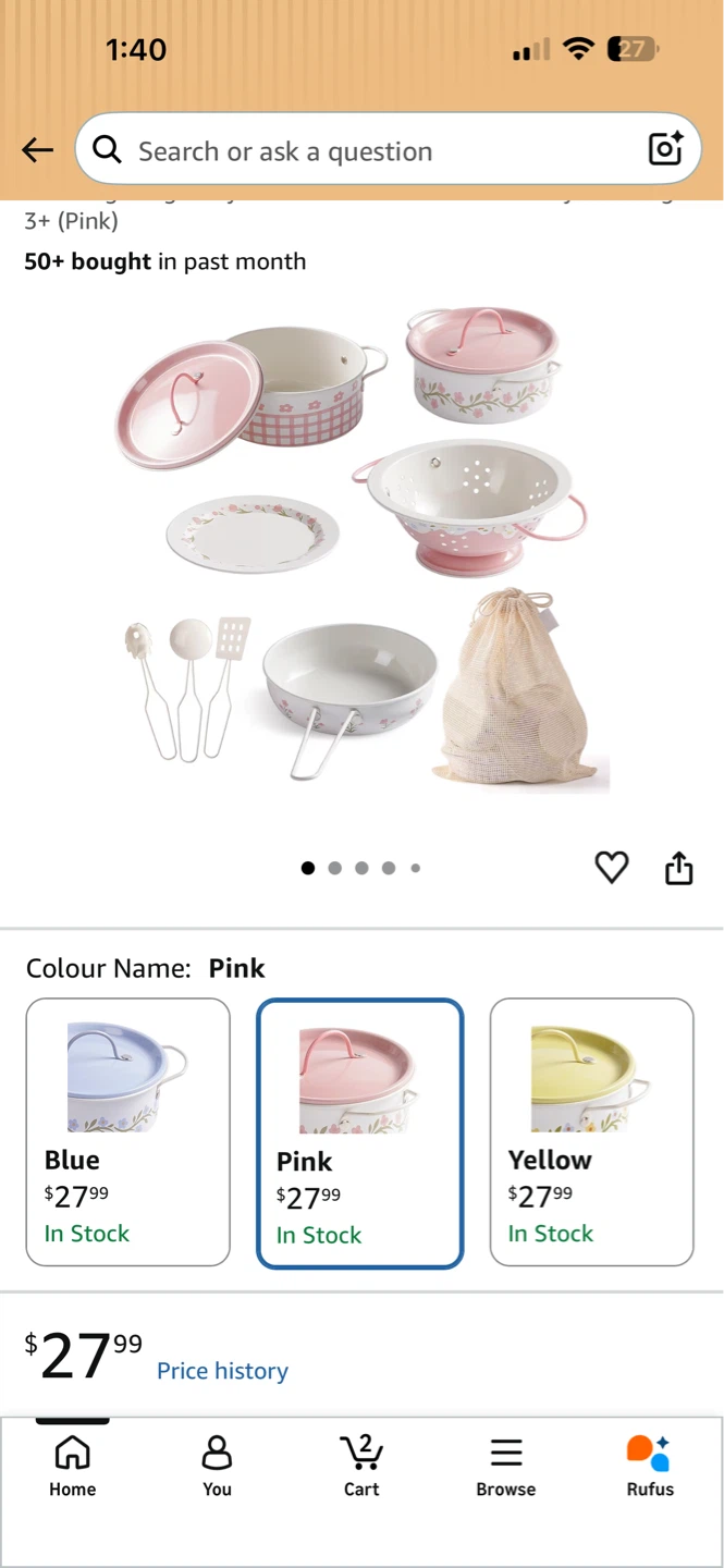 ROBOTIME Play Pots and Pans Toys for Kids - Pink - photo 3
