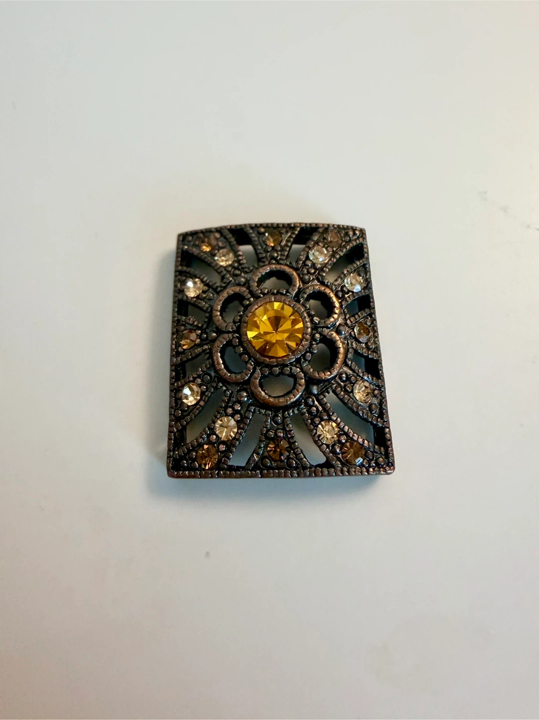 Vintage Decorative Brooch with Amber Jewel