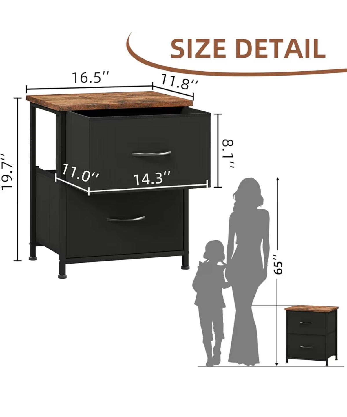 2-Drawer Fabric Dresser Nightstand - photo 2