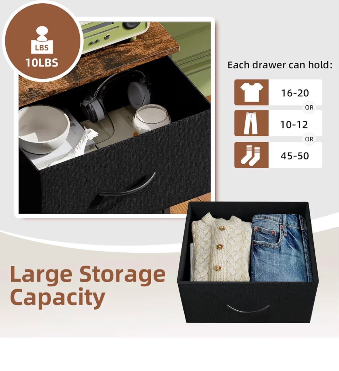 2-Drawer Fabric Dresser Nightstand - photo 4