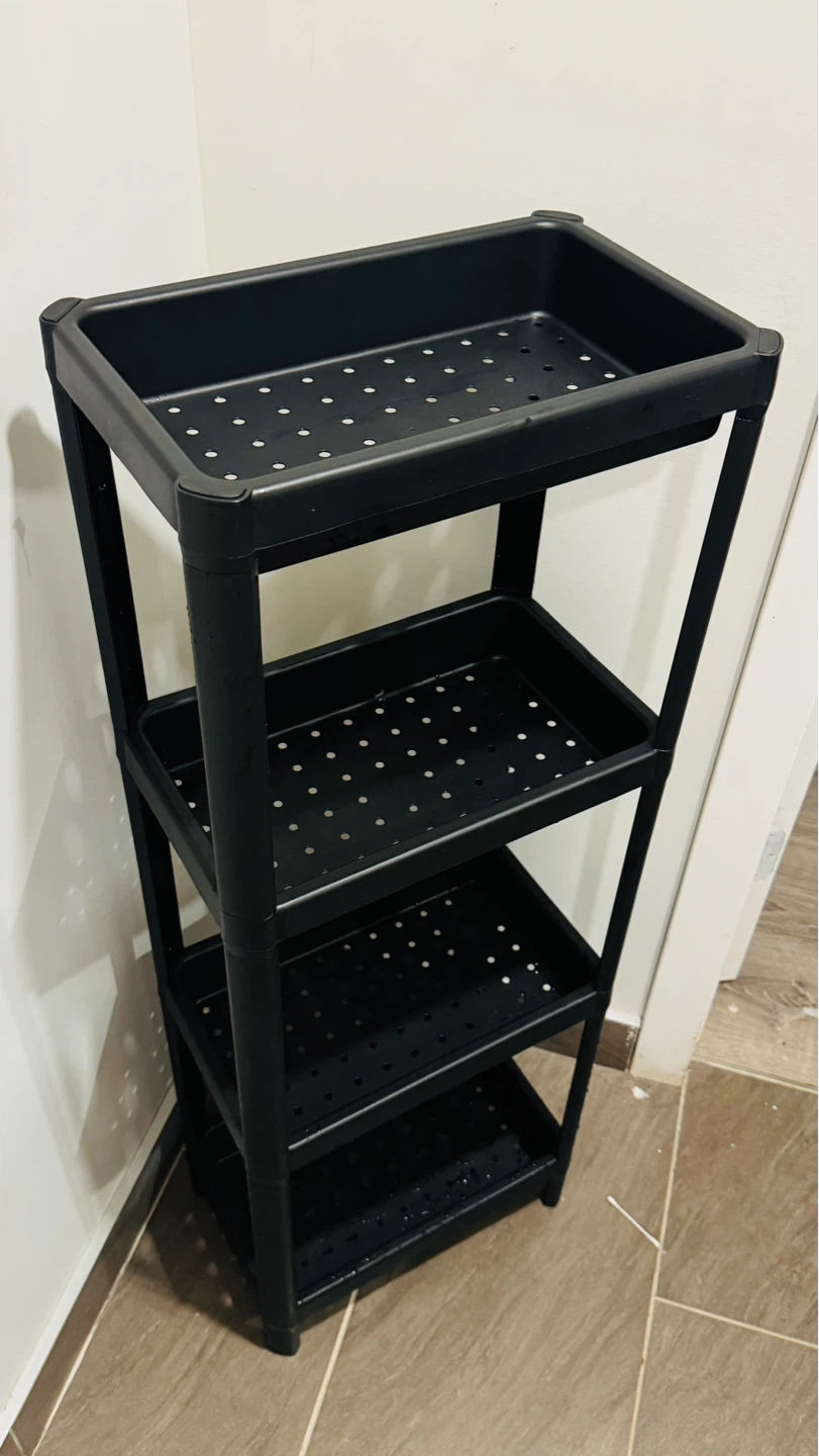 Black 4-Tier Plastic Shelf Unit - photo 2