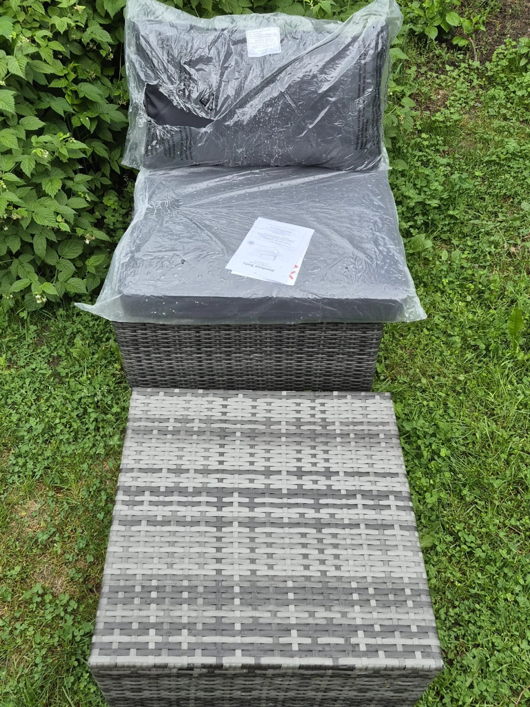 Grey Wicker Outdoor Chair with Storage - photo 3