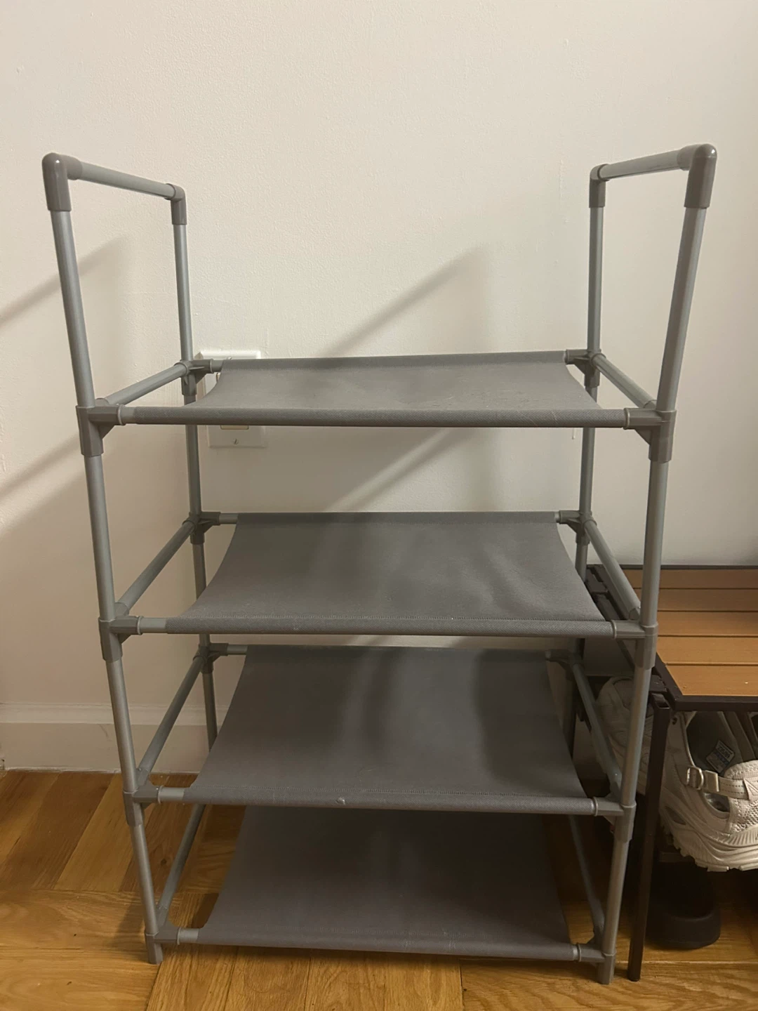 4-Tier Gray Fabric Shoe Rack Organizer