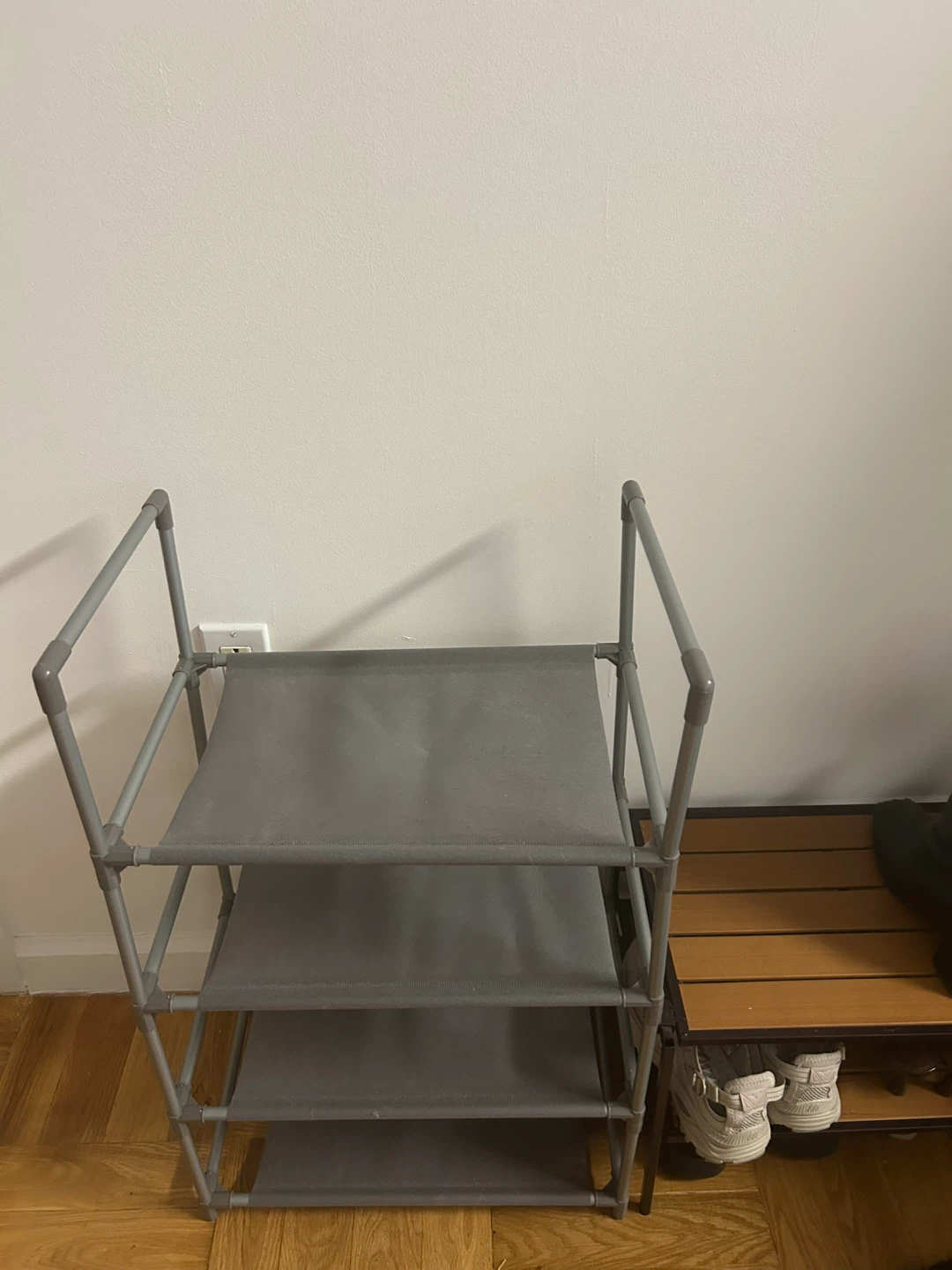 4-Tier Gray Fabric Shoe Rack Organizer - photo 2